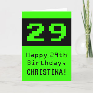 Carte 29e anniversaire : Nerdy / Geeky Style "29" et Nom