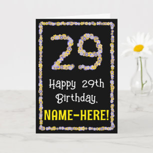 Carte 29e Anniversaire : Nombre de fleurs florales, nom 