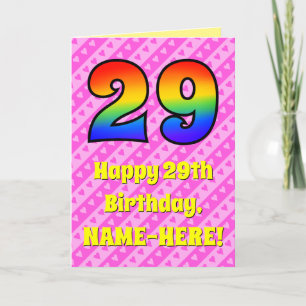 Carte 29e anniversaire : Pink Stripes & Hearts, Arc-en-c