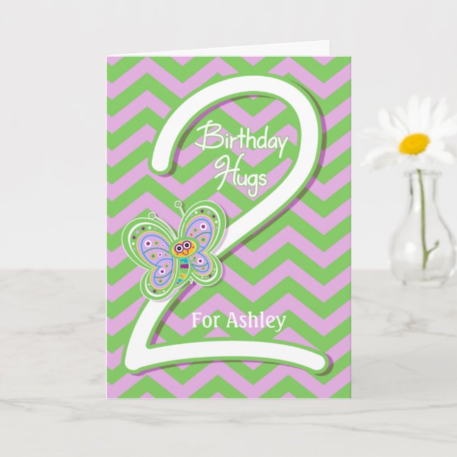Carte 2 Anniversaire Papillon Hugs Custom (Petite plante)
