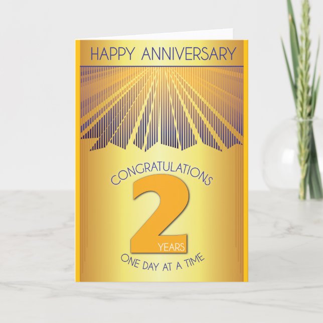 Carte 2 ans d'abstinence | Rayon Doré 12 Étapes  (Devant)