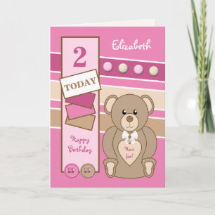 Carte 2 ans n'importe quel âge ours en peluche enfants r
