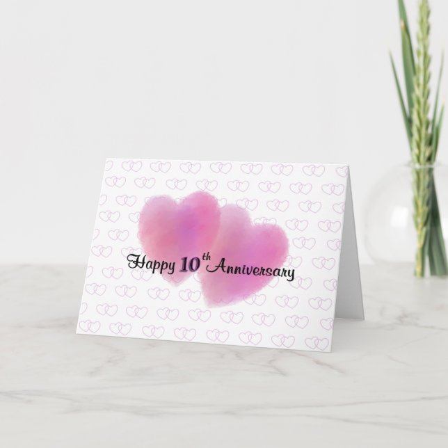 Carte 2 cœurs heureux 10e anniversaire (Devant)