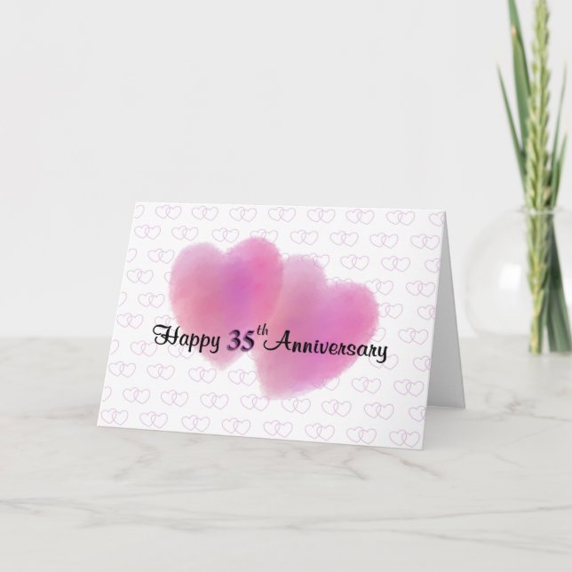 Carte 2 cœurs heureux 35e anniversaire (Devant)
