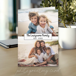 Carte 2 Collage de photos avec texte pour nom de famille