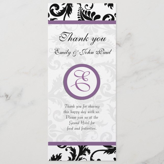 Carte #2 du programme de mariage (Devant)