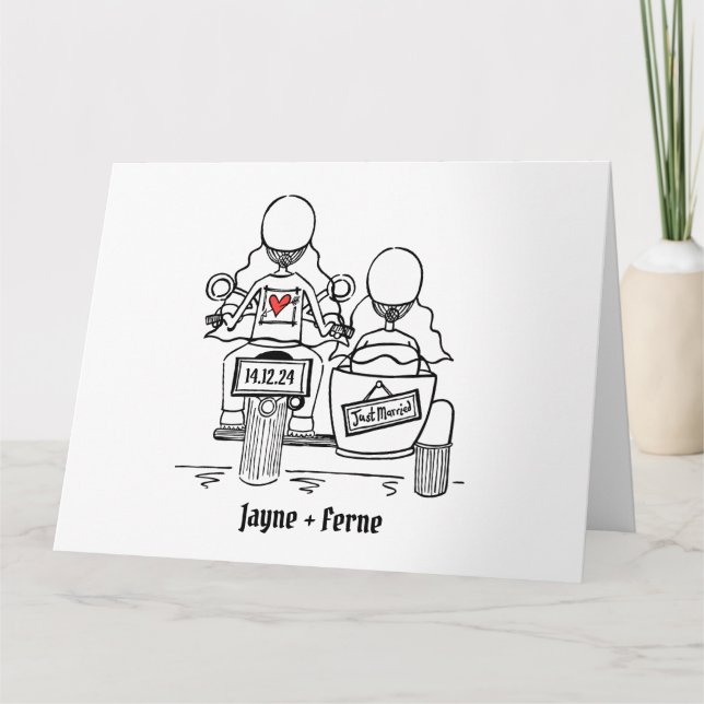 Carte 2 mariées personnalisées Motorbike & Mariage Sidec (Devant)