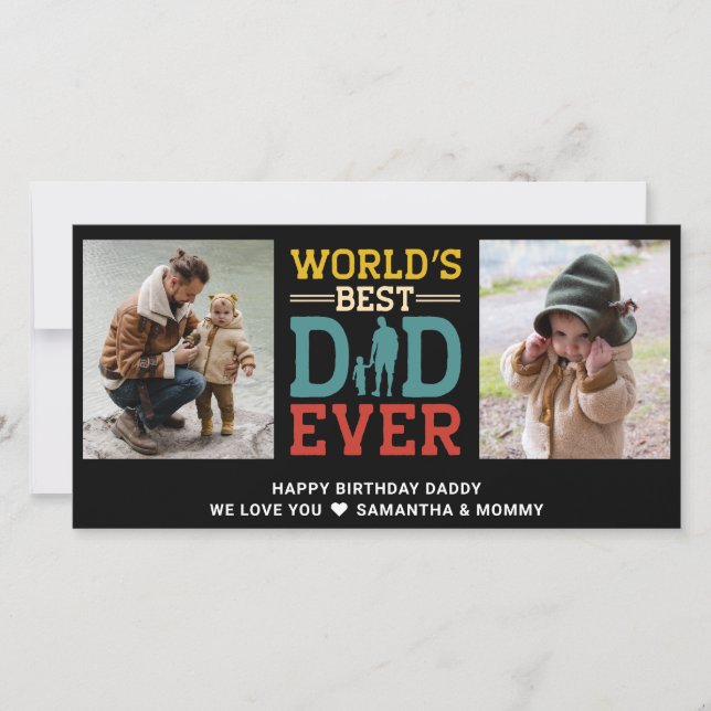 Carte 2 Photo Collage Meilleur Papa N'Ajoutez Jamais Un  (Devant)