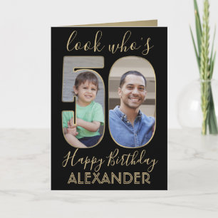 Carte 2 Regardez qui est 50 Cinquantième anniversaire Bl