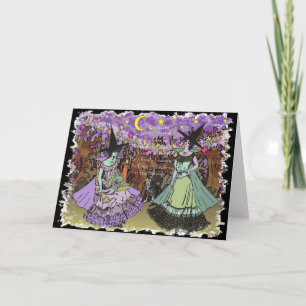 Carte 2 sorcières d'Edwardian dans une forêt hantée