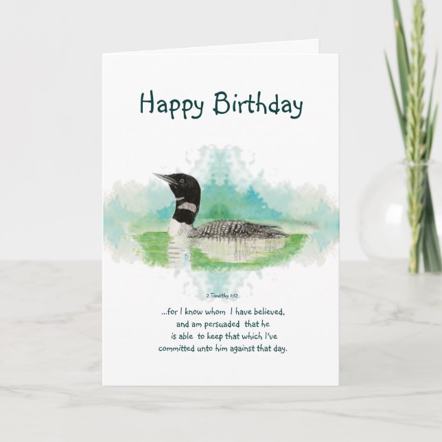 Carte 2 Timothée 1:12 Écriture chrétienne Anniversaire B (Devant)