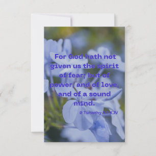 Carte 2 Timothée 1:7 KJV Bible Écriture Pic Salutation