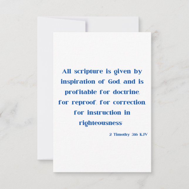 Carte 2 Timothée 3:16 Bible Verse Écriture Parole Saluta (Devant)