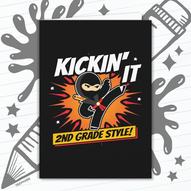 Carte 2e année Ninja Kick Premier jour Retour à l'école (Créateur téléchargé)
