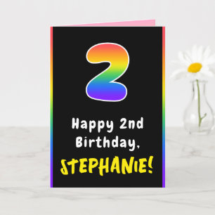 Carte 2e anniversaire : Arc-en-ciel coloré # 2, Nom pers