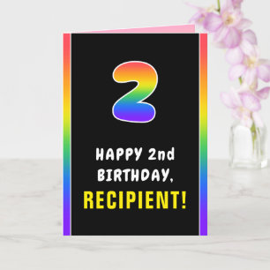 Carte 2e anniversaire : Arc-en-ciel coloré # 2, Nom pers