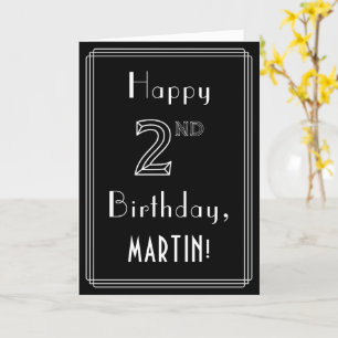 Carte 2e anniversaire : Art Déco Style # 2 et Nom person