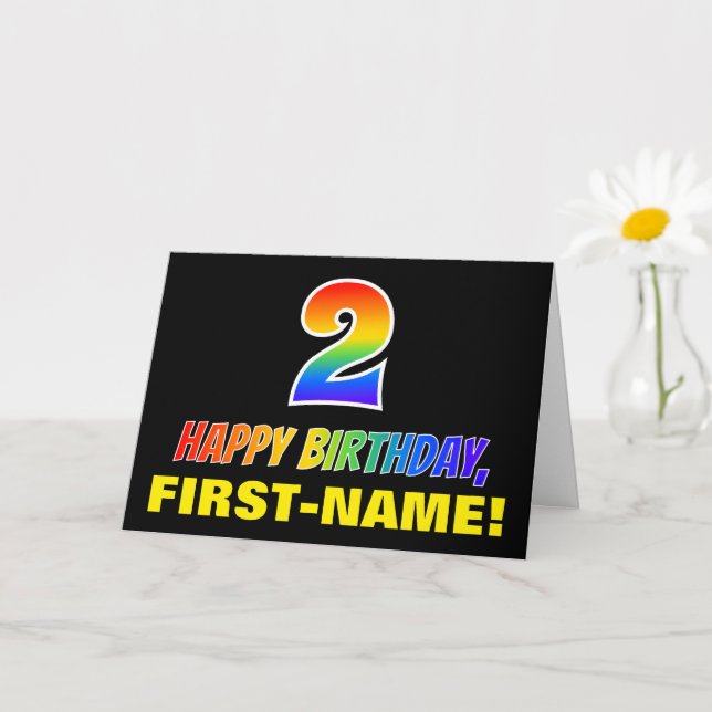 Carte 2e anniversaire : Bold, amusant, simple, arc-en-ci (Petite plante)