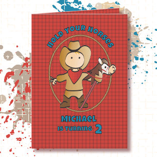 Carte 2e anniversaire Cowboy Cartoon Western Rodeo