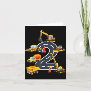 Carte 2e anniversaire de fête de construction Excavatric