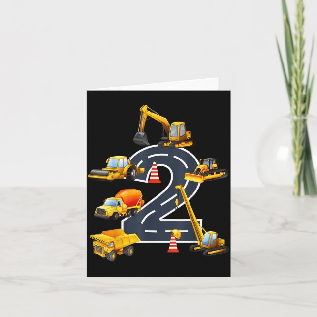 Carte 2e anniversaire de fête de construction Excavatric (Devant)
