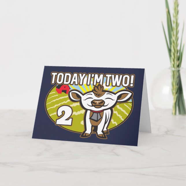 Carte 2e anniversaire de l'enfant Aujourd'hui je suis de (Devant)