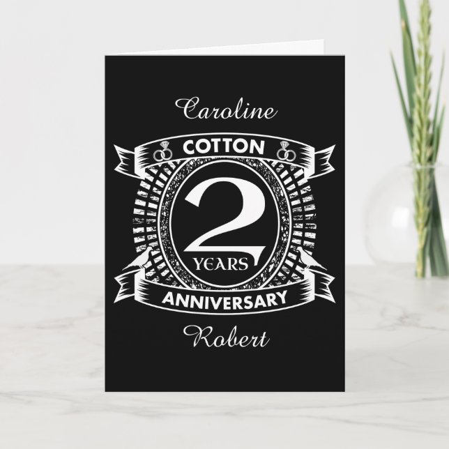 Carte 2e anniversaire de mariage blason en détresse (Devant)