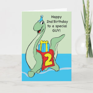 Carte 2e anniversaire Dinosaur Boy, avec présent et Casq