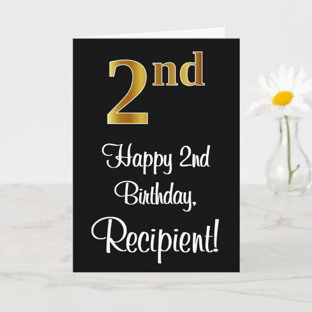 Carte 2e anniversaire ~ Elégant luxe Faux Gold Look # (Petite plante)