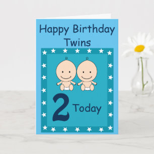 Carte 2e Anniversaire Jumeaux Garçons