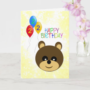 Carte 2e anniversaire mignon ours en peluche