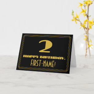 Carte 2e anniversaire : Nom + Art Déco Inspiré Look "2"