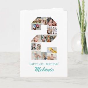 Carte 2e anniversaire Numéro 2 Collage photo personnalis