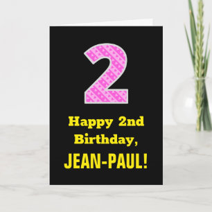 Carte 2e anniversaire : Pink Stripes and Hearts "2" + No