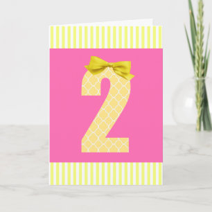 Carte 2e anniversaire rose et jaune