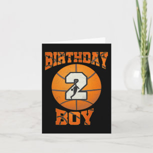 Carte .2e anniversaire tenue garçon basket-ball deuxième