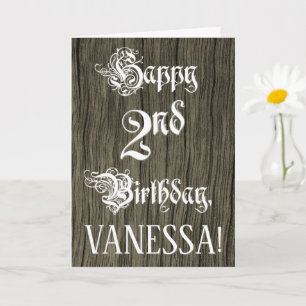 Carte 2e anniversaire : Texte élégant, fantaisie; Faux W