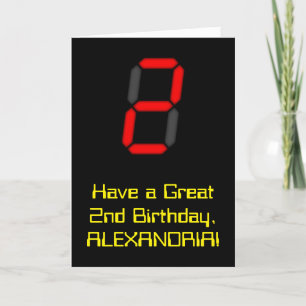 Carte 2ème anniversaire : Rouge Digital Horloge Style "2