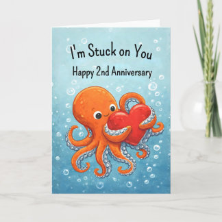 Carte 2nd wedding anniversary Octupus lover