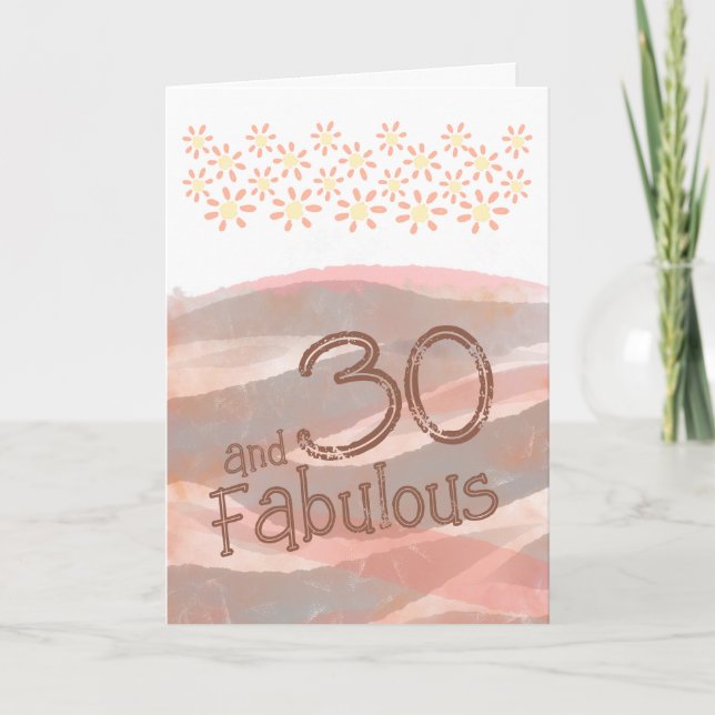 Carte 30 ans et fabuleuse Fleur de marguerite Aquarelle  (Devant)