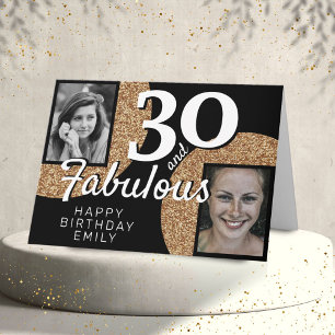 Carte 30 ans et Fabuleux Paillettes Dorées 2 Photo 30e A