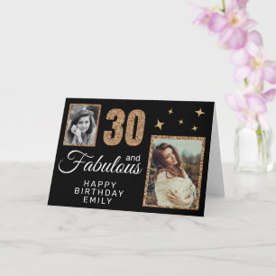 Carte 30 ans et Fabuleux Paillettes Dorées 2 Photos 30e 