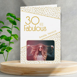 Carte 30 ans et Fabuleux Paillettes Dorées Photo 30e Ann