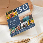 Carte 30 ans moderne marine bleu 6 photo collage<br><div class="desc">Moderne simple 30e anniversaire marine bleu 6 photo collage grille avec typographie moderne.</div>
