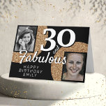 Carte 30 et Fabulous Gold Parties scintillant 2 Photo 30<br><div class="desc">30 et Fabulous Gold Parties scintillant 2 Photo 30th Birthday Greeting Card. Ajoutez vos photos - vous pouvez utiliser une photo ancienne et nouvelle. Ajoutez votre nom,  votre âge et votre texte à l'intérieur ou effacez-le.</div>