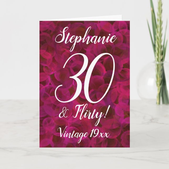 Carte 30 et Flirty Abstrait Rose rouge anniversaire (Devant)