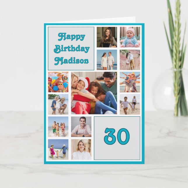 Carte 30 years (or any age) birthday photo collage (Devant)