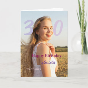 Carte 30e anniversaire ajouter nom date année VIOLET ROS