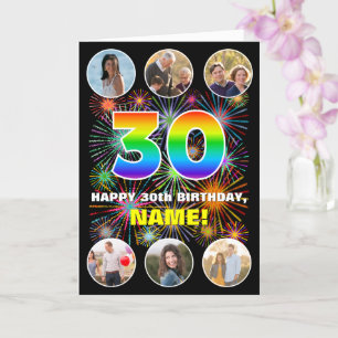 Carte 30e anniversaire : Arc en ciel amusant #, Nom pers