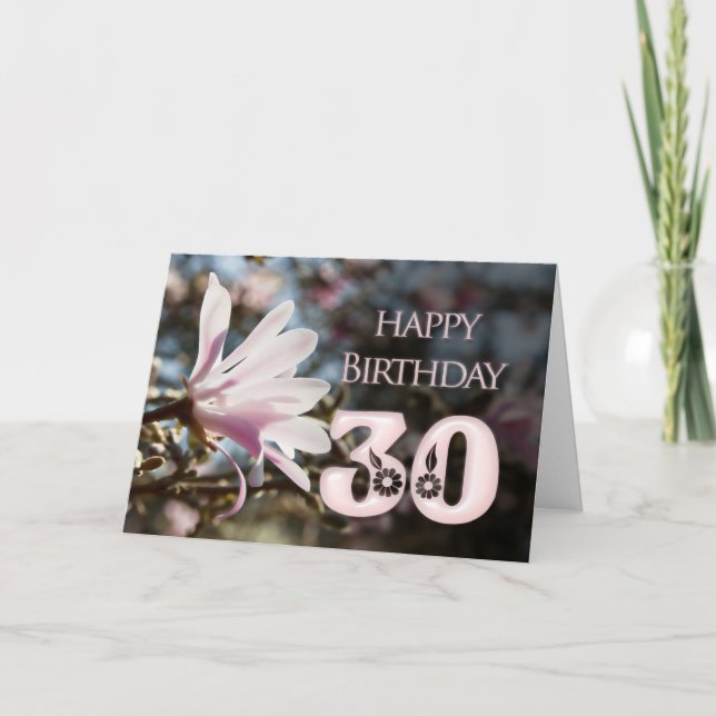 Carte 30e anniversaire avec magnolia (Devant)
